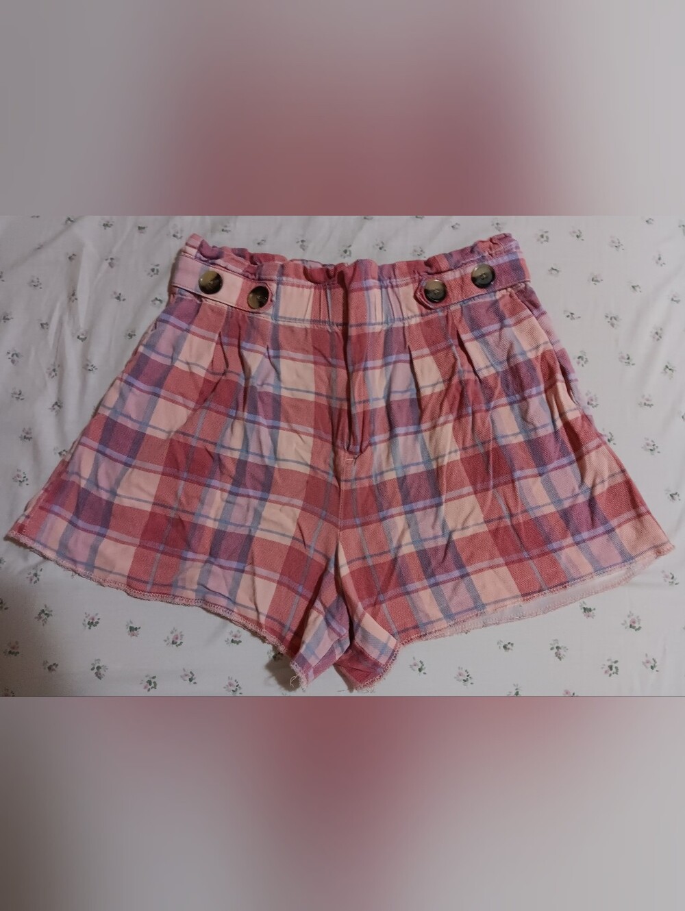 a.n.a Pink Plaid High-Waist Women’s Shorts